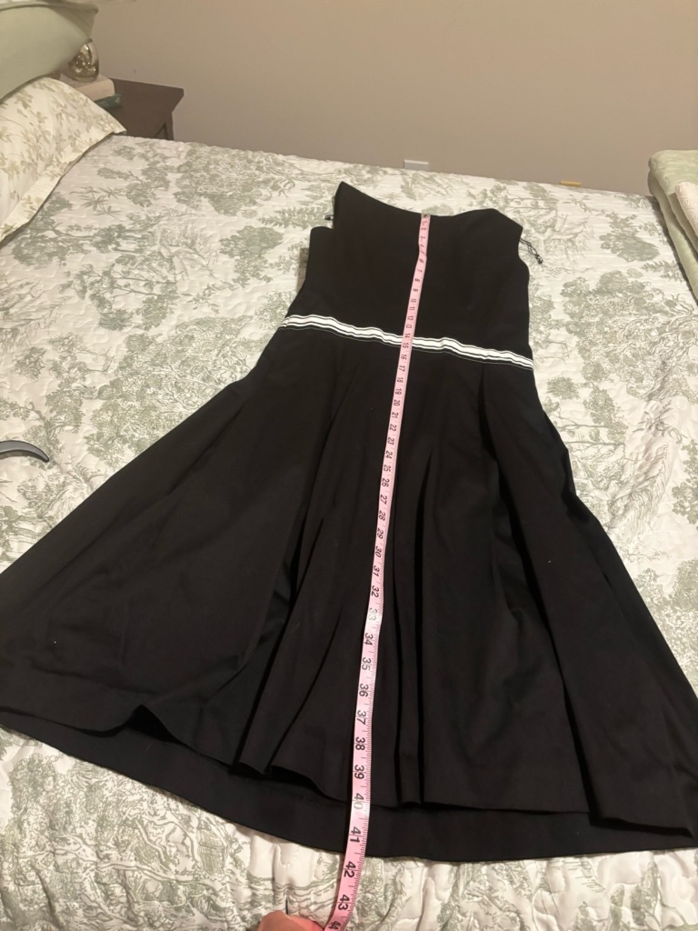 Cynthia Howie sz 8 Sleeveless Black dress fit flare snatched waist stripe ribbon - Picture 6 of 12